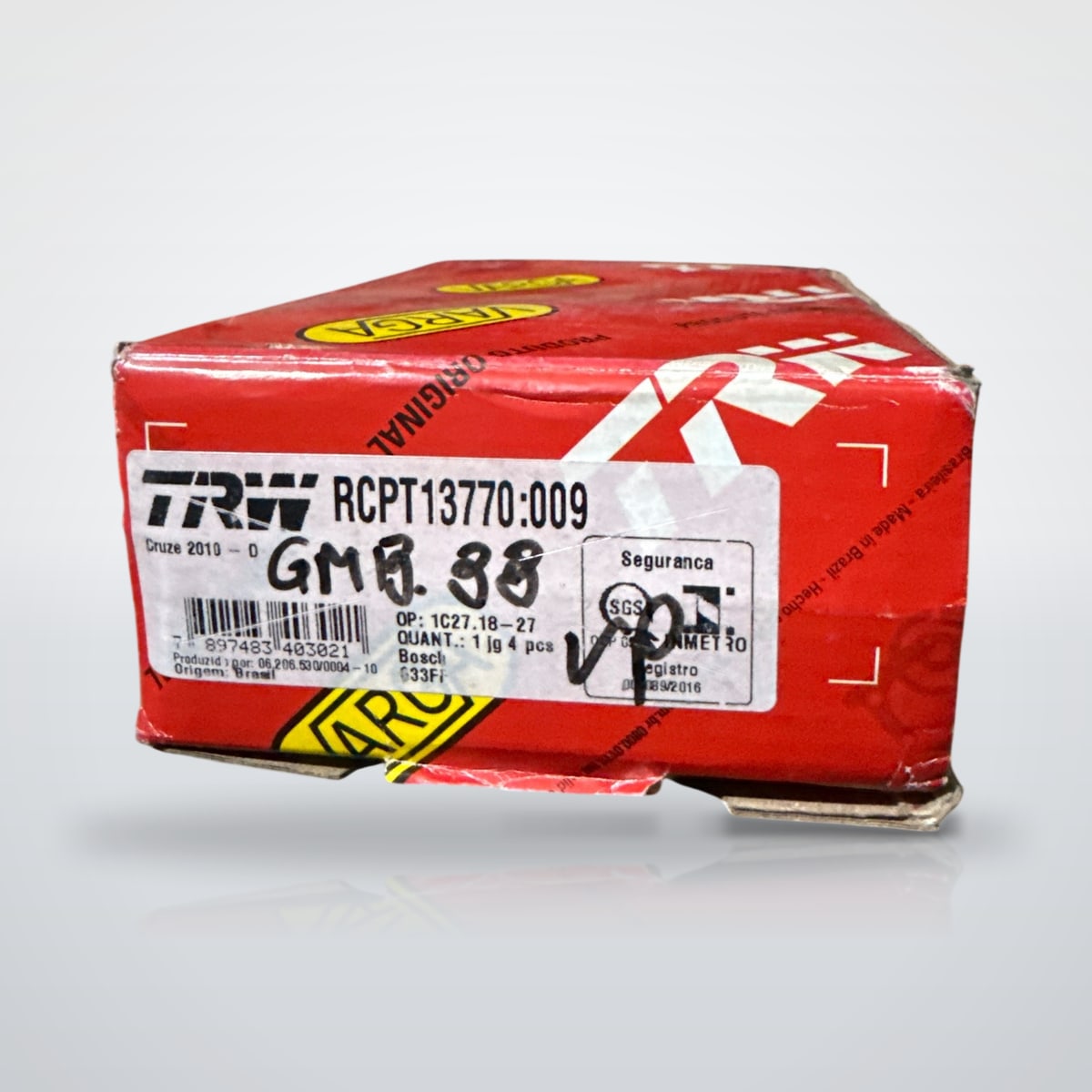 Pastilha de freio dianteira Cruze e Tracker Varga RCPT13770
